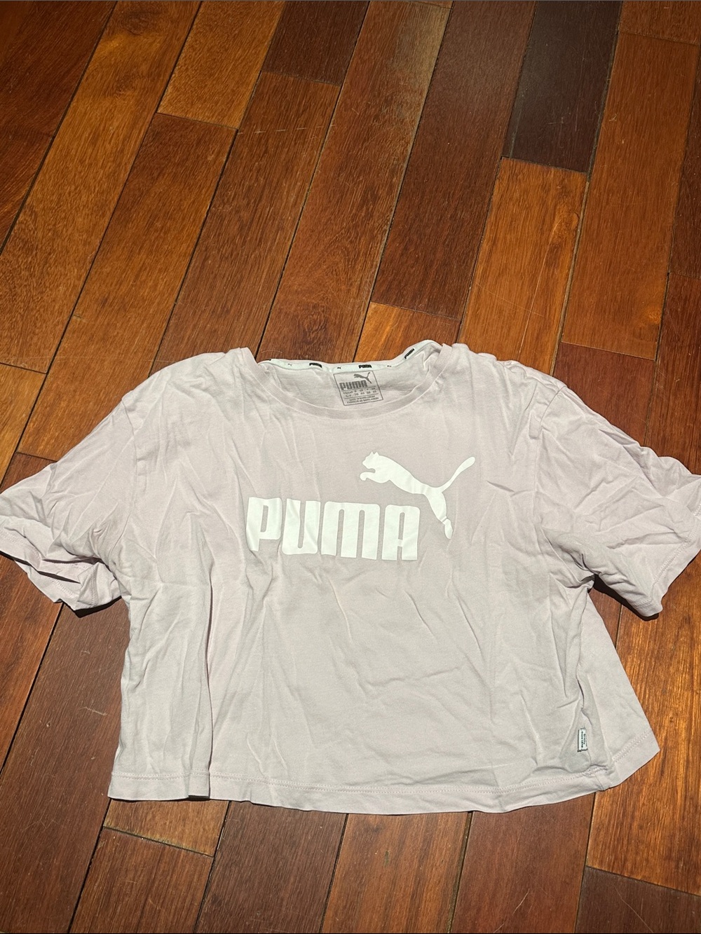 Puma Women’s Light Lavender Crop Tee with White Logo